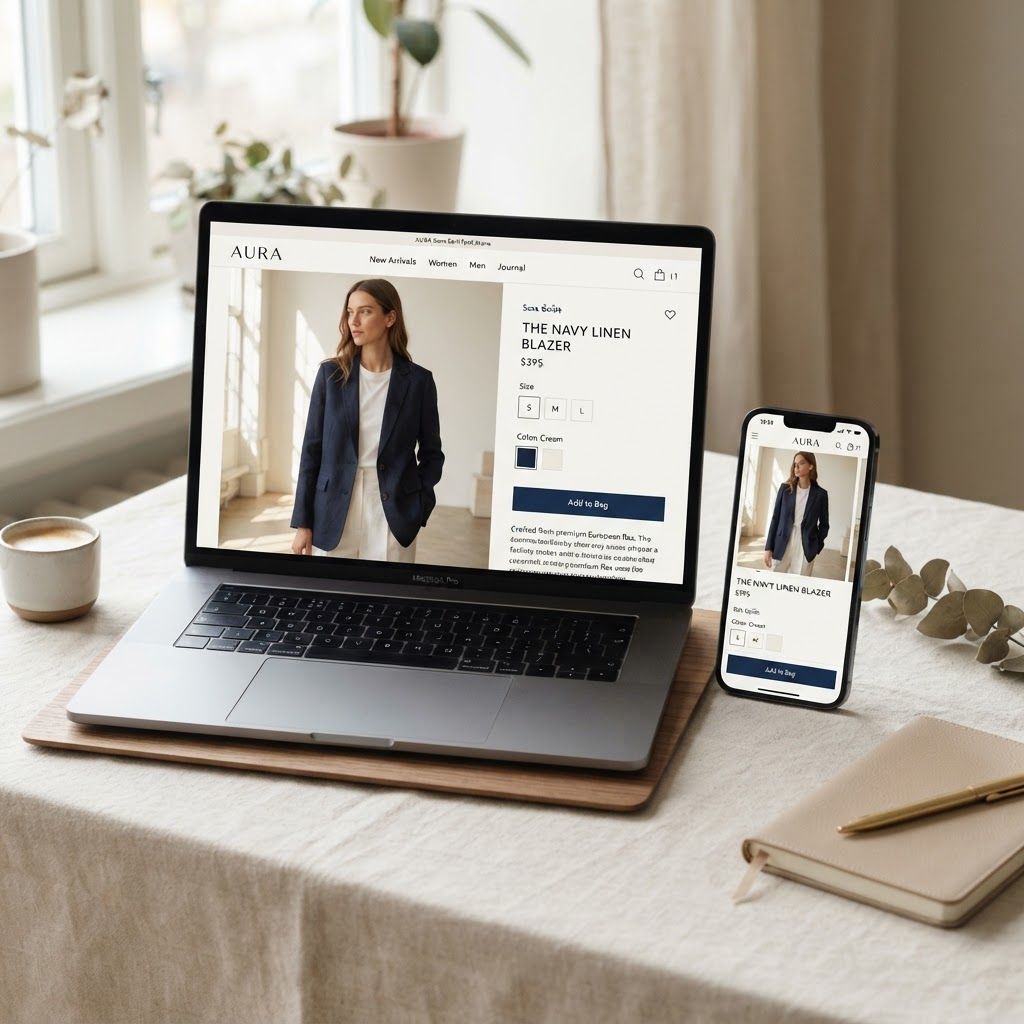 An ecommerce store designed by Kartovate shown on a laptop and smartphone